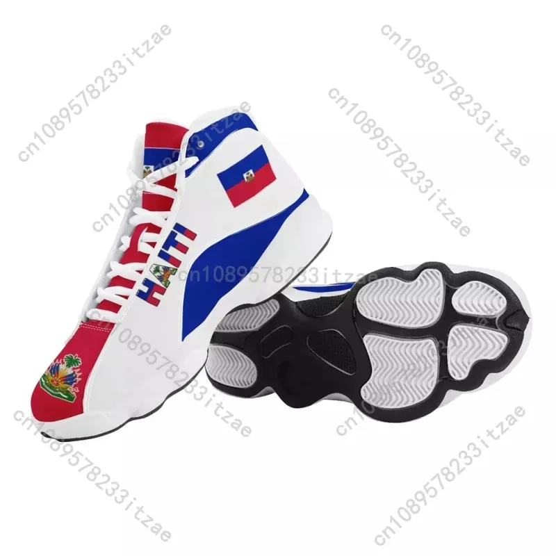 Men's Basketball Sneakers Print On Demand Haiti National Flag Printed Casual High Top Men Outdoor Comfortable Shoes — image 2