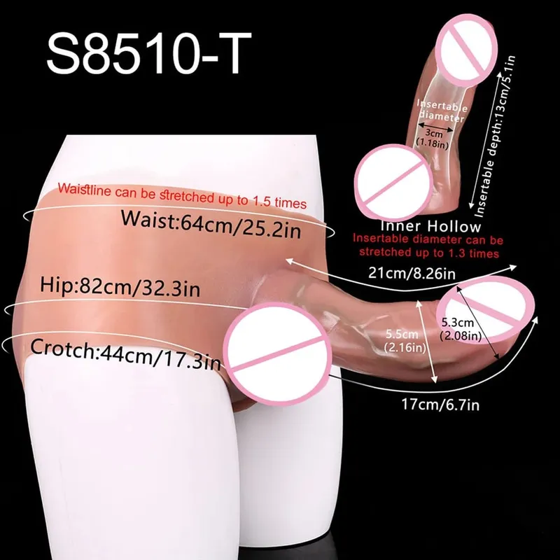 Strap-On Lifelike Penis Cover насадка на член Large Hollow DildoPants Intimate Adult Sex Toy for Couples Sex — image 15