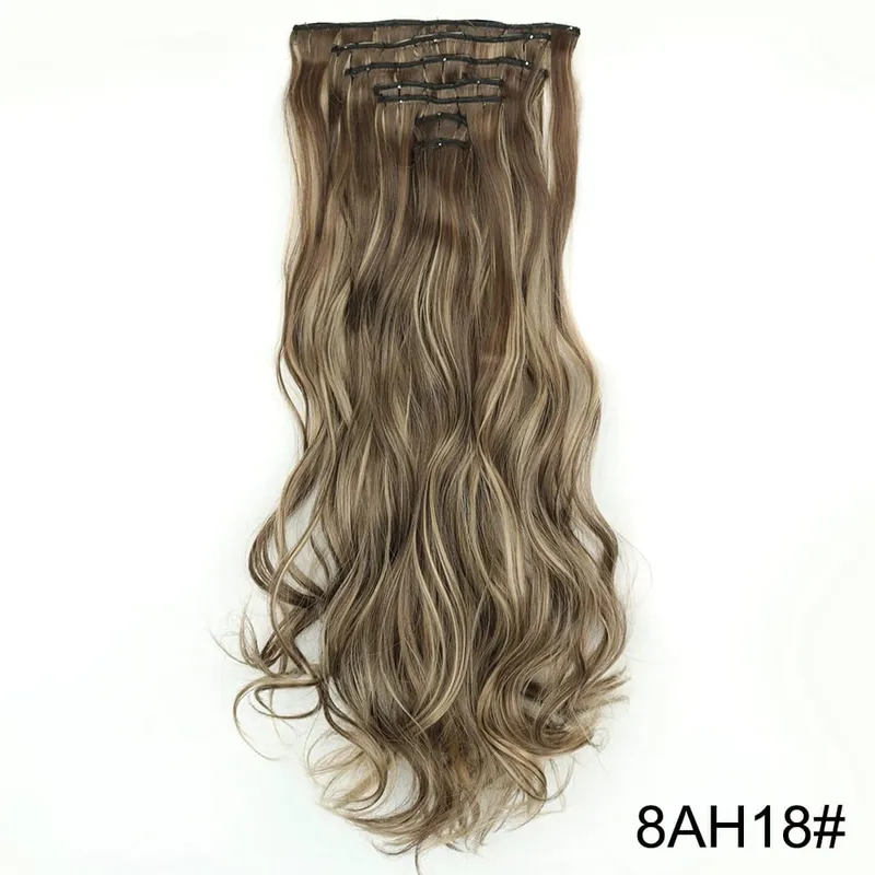 Long Straight 16 Clip In Synthetic Hair Extensions 7Pcs/Set Natural Blonde Heat Resistant Hairpieces For Women — image 21