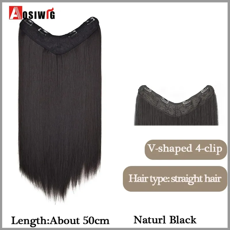 Synthetic Straight U-Shaped Hair Pad Clips In Hair Extensions Invisible Seamless Fluffy Hair Natural Fake Hair Pieces — image 14