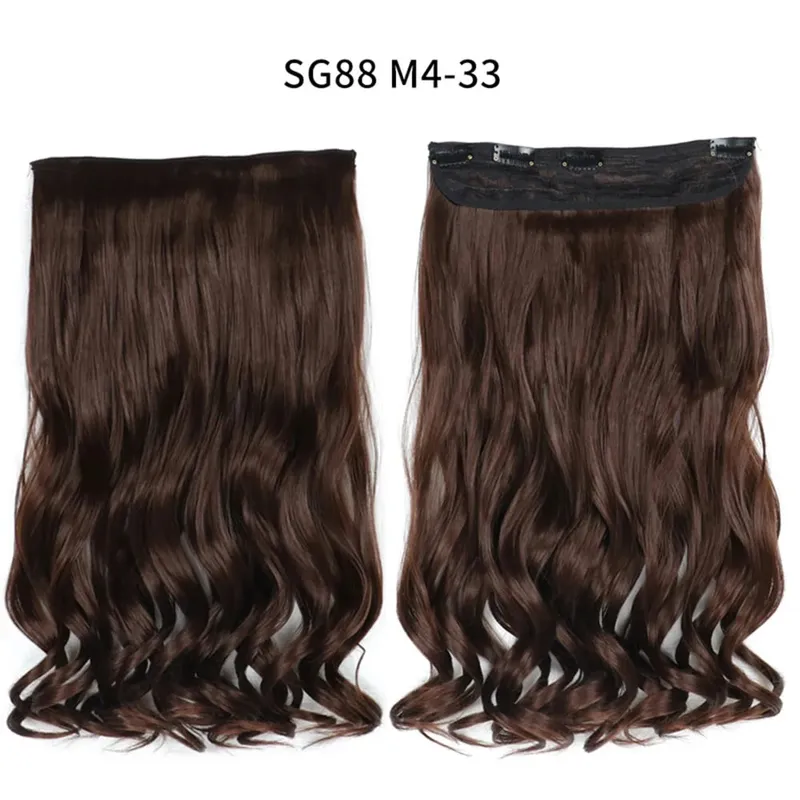Long Straight Curly One Piece 5clips Clip-in Extensions 22Inch Heat Resistant Hairstyles Colour Mix Blonde Hair Piece For Women — image 22
