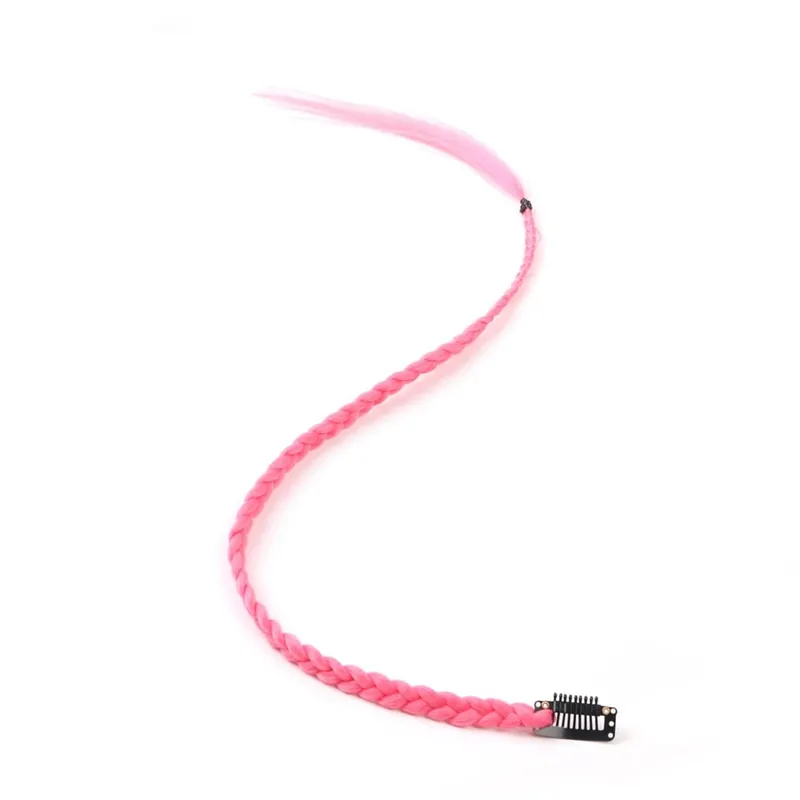 Synthetic 5 Pcs/Lot Clip-in Extensions For Women Rainbow 22 Inch Braid Hair Extension With Clip Ombre Hairpiece