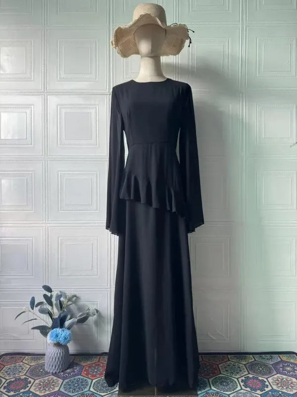 Maxi Dress Women Party Slim Fit Vestidos Round Collar Full Sleeve Tight Waist Elegant 2024 Autumn Female Elegant Long Dresses