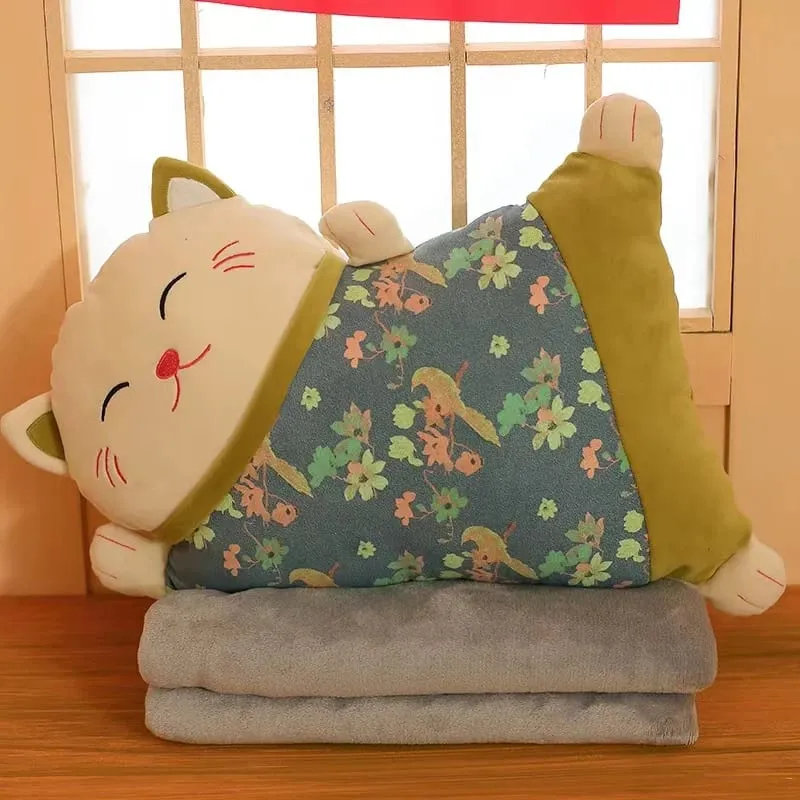 Cute Kawaii Fortune Cat Throw Pillow Blanket Dual Use Sofa Backrest Throw Pillow Office Car Seat Waist Protector Cushion Pillow — image 8