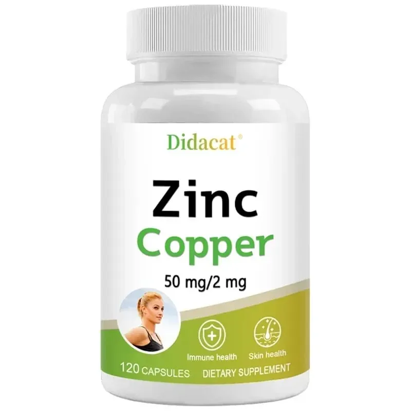Zinc (Zinc Gluconate) 50 Mg + Copper (Copper Sulfate) Vegetarian Capsules - Gluten Free and Non-GMO 2-in-1 Mineral Formula