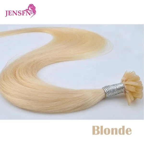 Color Straight Fusion Nail U Tip Human Hair Extensions Keratin 0.5g/Strand 20" Inch For Salon For Women A Variety of Color — image 20