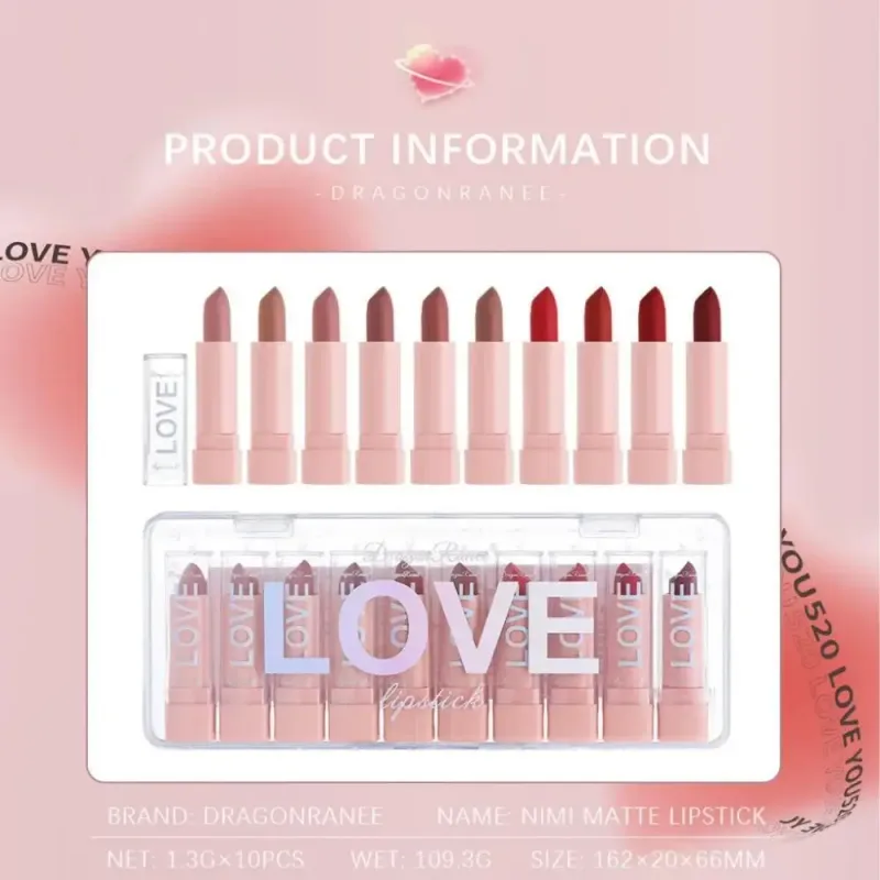 Mini Matte Lipstick Gift Set 10 Colors Saturated Velvet Finish Long Wear Lip Makeup For All Day Moisturizing — image 7