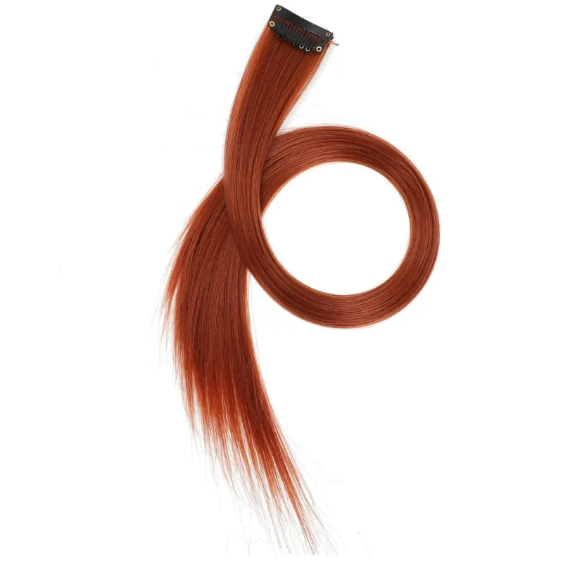 22 inch Colored Hair Extensions Straight Hairpiece 6pcs Colorful Hair Party Highlights Clip in Long Synthetic for Girls Women