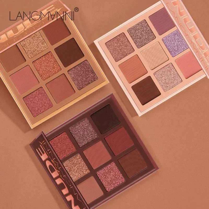 9 Colors Nude Eyeshadow Powder Makeup Palette Matte Shimmer Eye Pigmented Powder Make Up New Warm Earth Color Eyeshadow — image 6