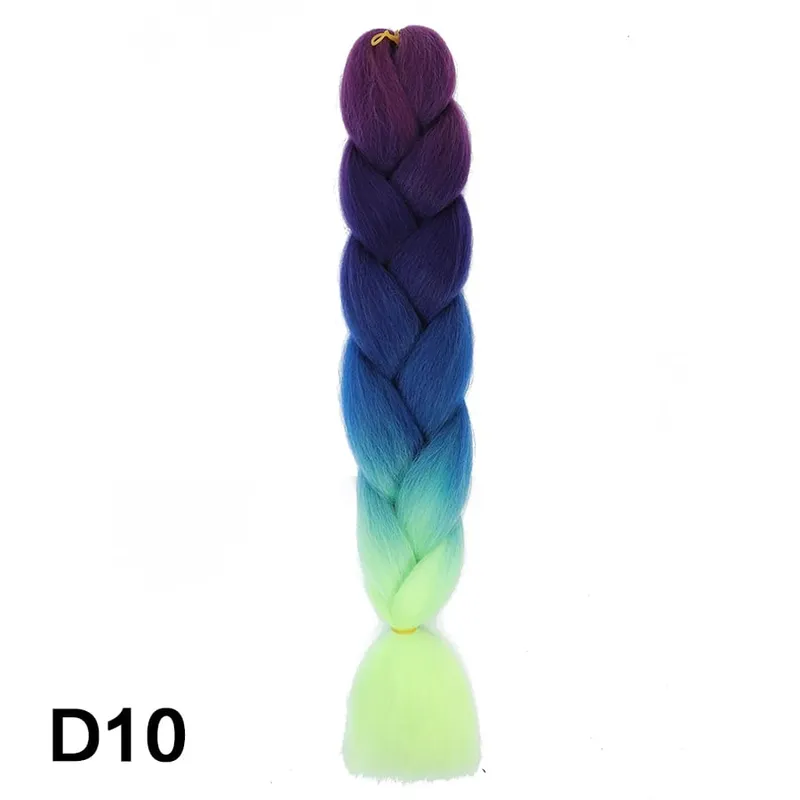 24 Inch Synthetic Jumbo Braid Pure And Ombre Braiding Hair Extensions For Women DIY Jumbo Hair Braids Black Green Gray Brown — image 65