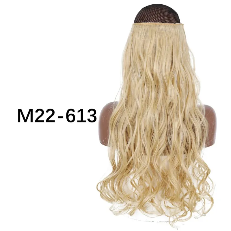 Synthetic No Clip Hair Extensions Natural 16 22 32" Long Wavy Invisible Wire One Piece False Hairpiece For Women