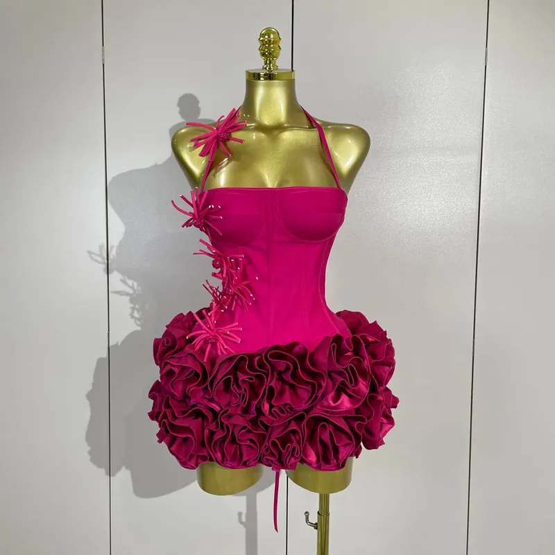 Sexy Halter Prom Gown Celebrity Club Two Piece Set Cocktail Elegant Women Fashion Luxury Birthday Party Red Black Bandage Outfit — image 8