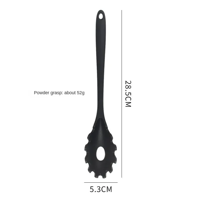 8ps Household black Silicone kitchenware 8-piece set of Chinese spaghetti spoon salad spaghetti spaghetti spaghetti，Rice spoon，