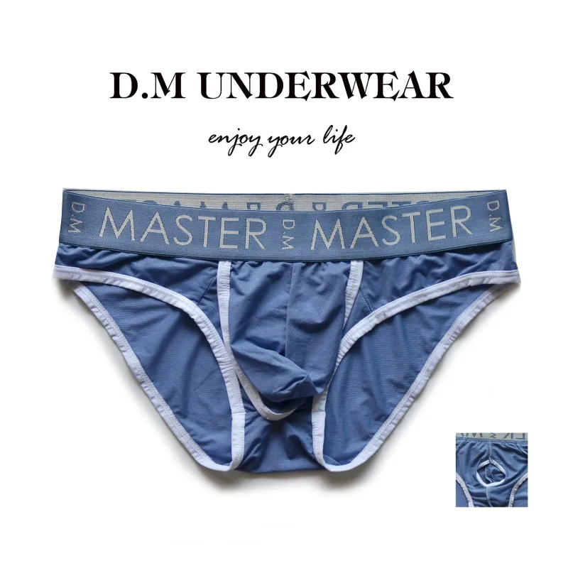 Men's Underwear Low Waist Thin Ice Silk Breathable Briefs High Elastic Letter Print Personality Underpants — image 2