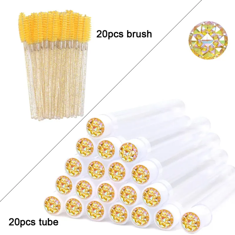 20Pcs Eyelash Brush Tubes With Crystal Lash Mascara Wands Eyebrow Comb Spoolies Container Lash Brush Applicators Makeup Tools — image 22