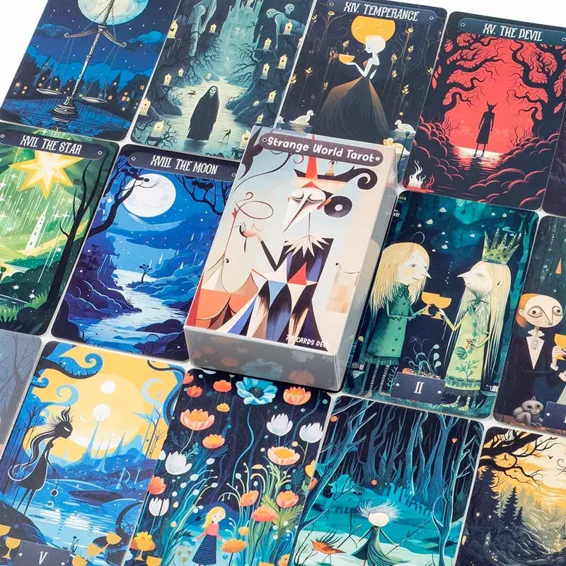 Hot Sales Strange World Tarot 78 Cards Deck Fate Divination Tarot Cards Fortune Telling Card Games Party Board Game 10.4*6 CM