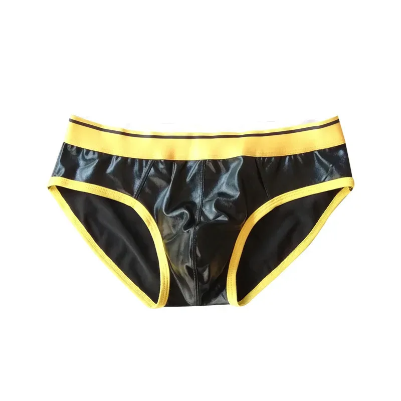 Sexy Men's Underwear Patent Leather Shinning Briefs Jockstrap Stretch Sissy Pouch Underwear Briefs Male Fashion Comforty — image 9