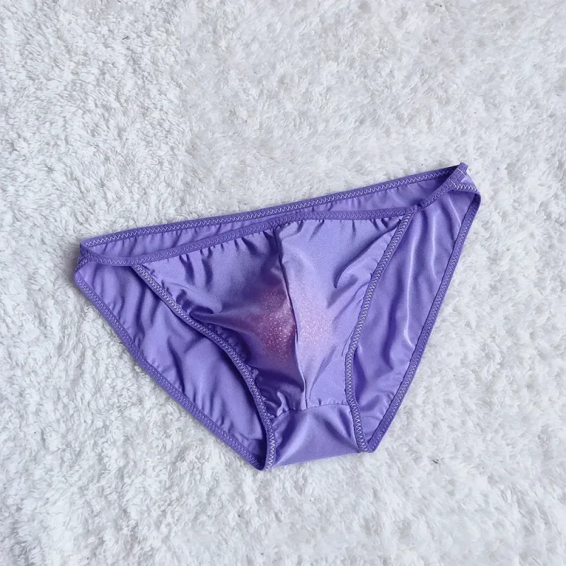 New Men Erotic Breathable Soft Ice Silk Baggy Sheer Bulge Pouch Bikini Thongs Briefs Underpants Solid Men's Underwear Thongs — image 12