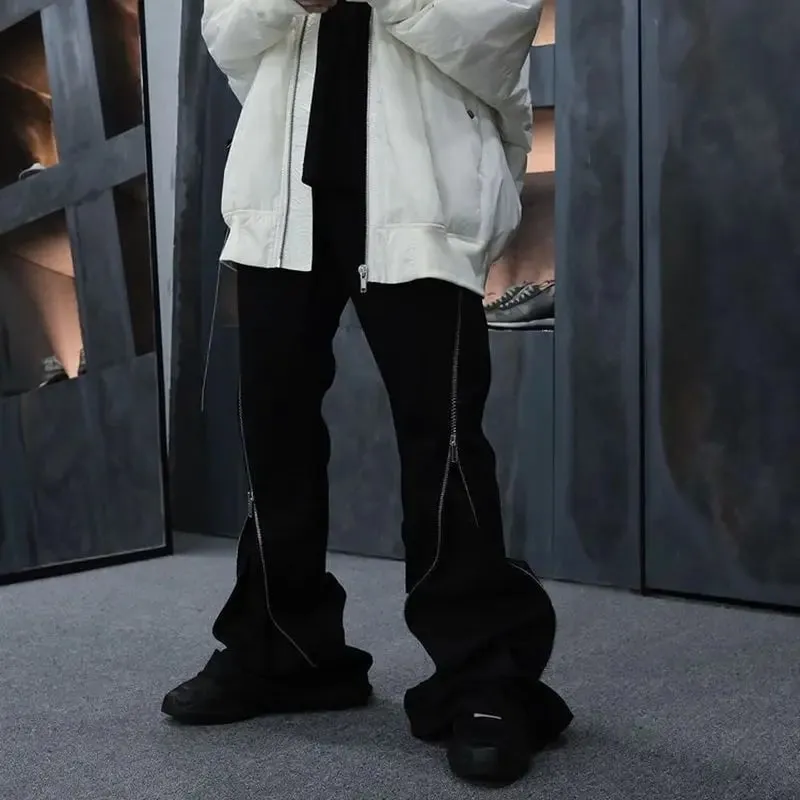 Jeans Harajuku Sashes Zipper Decorate Vibe Style Cargo Pants for Men High Street Straight Casual Baggy Oversized Unisex — image 4