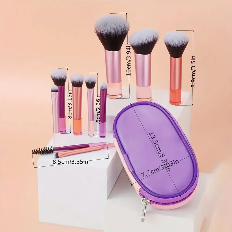 10pcs Mini Makeup Brush Set Powder Eyeshadow Foundation Blush Blender Concealer Beauty Makeup Tools Brush Professional Supplies — image 4
