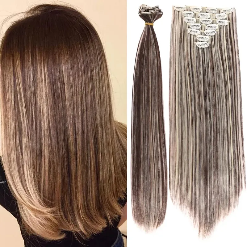 Synthetic 7 Pieces/Set 22 Inch Straight Hair Extensions Clip-In Extensions Christmas Halloween Hair Extensions — image 12