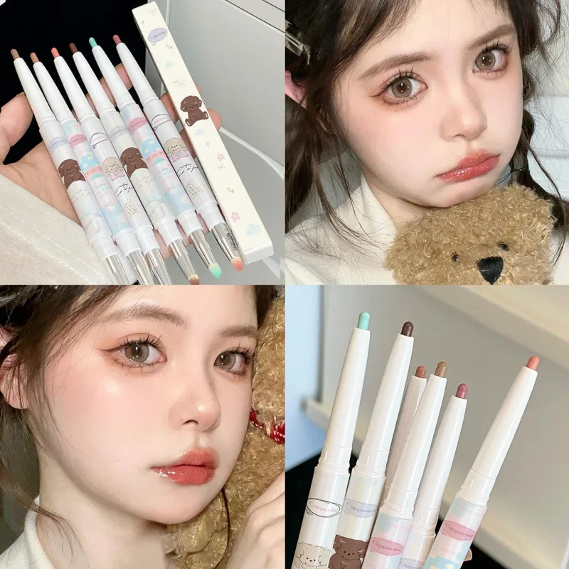 Perlglanz-Trauben-Eyeliner-Gel mit Pinselmischung, seidig glatt, Teebraun, Rosa, liegend, Seidenraupe, wasserfest, Eyeliner-Stift, Make-up