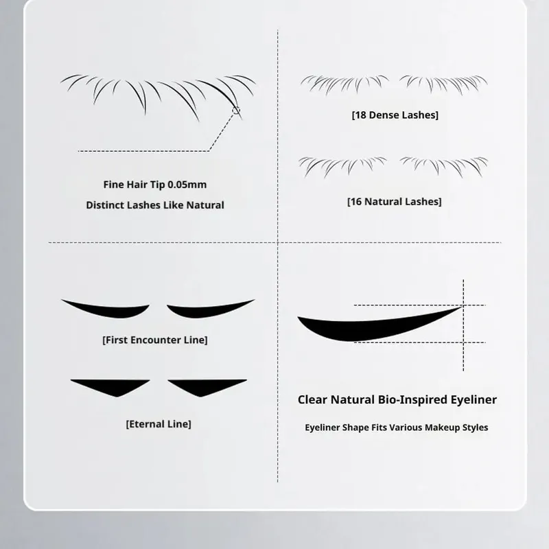 3in1 Eye Makeup Stamp Portable Lasting Smudge-Proof Stamp Eyeliner & Mole Fast Application Eye Makeup Set Eyelashes Makeup Tools