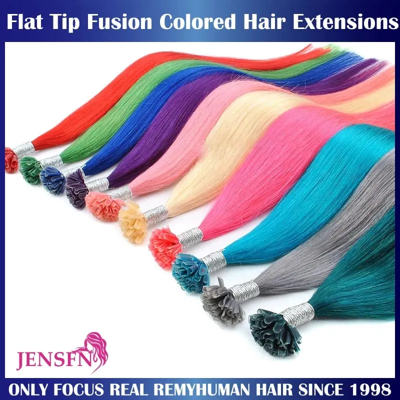 Color Straight Fusion Nail U Tip Human Hair Extensions Keratin 0.5g/Strand 20" Inch For Salon For Women A Variety of Color — image 1