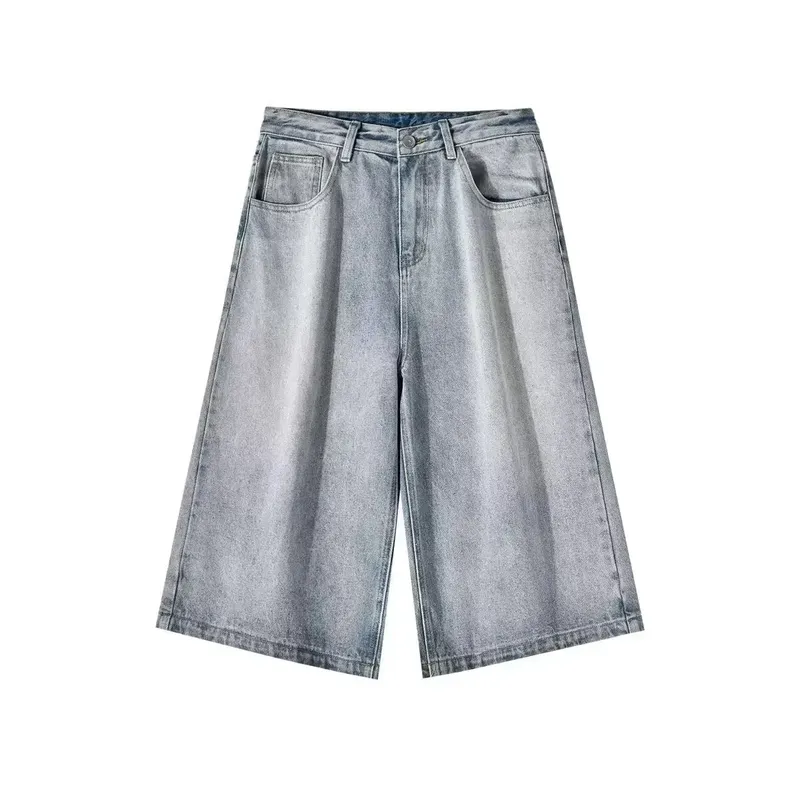 Wide-leg Seven-point Denim Shorts Men's 2025 Summer New High-end Fashion Brand Straight Casual Pants Man Jeans Y2k Clothes Baggy