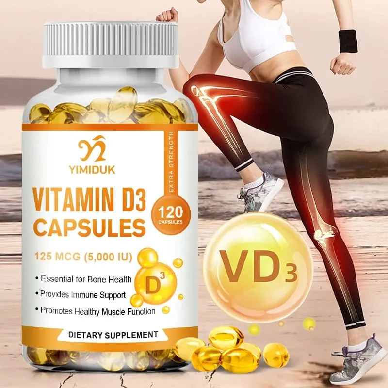 Vitamin D3 5000 IU 125 Mcg Vitamin D3 Capsules Healthy Muscle Function Helps Support Immune Health Strong Bones and Teeth — image 2