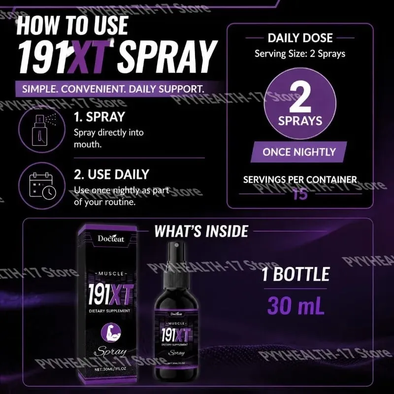 191XT Spray muscular con vitamina B3 L-Arginina y extracto de Tribulus Terrestris para resistencia y soporte muscular 30 ML — image 6
