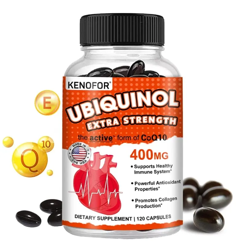 120pcs Organic Q10 Coenzyme 400mg Capsules with Vitamin E Cardiovascular and Heart Health Energy Vitamins Beauty and Health — image 1