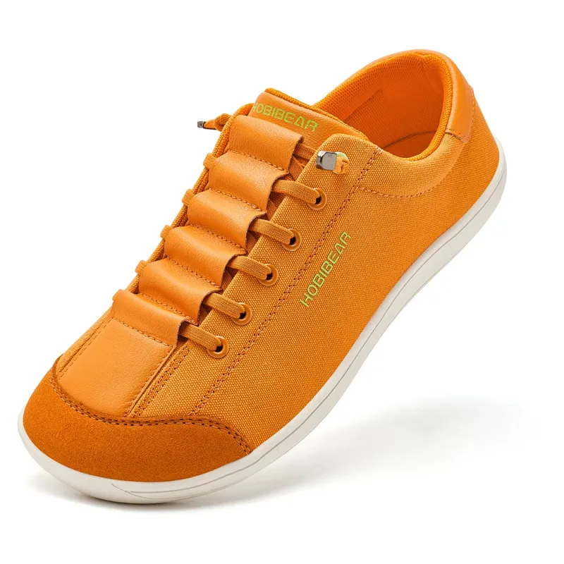 Wide Toe Barefoot Shoes for Unisex Minimalist Canvas Sneakers Lightweight Adjustable Slip On Walking Shoes