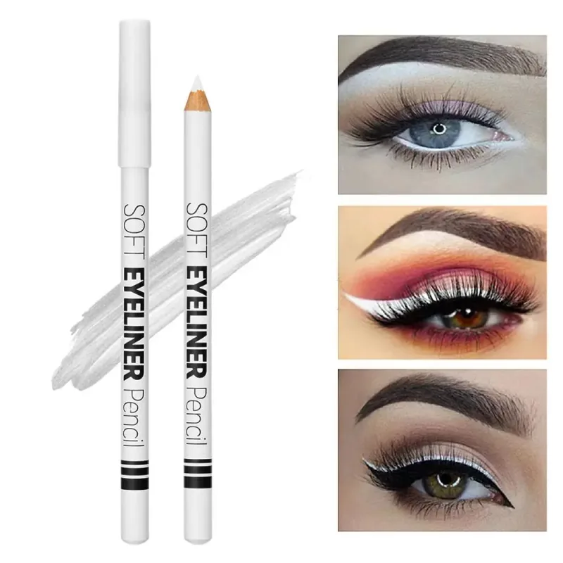 Eyeliner Øjenskyggepen i mat hvid træ Vandtæt og smudsafvisende Let at bruge for begyndere Velegnet til alle hudtyper