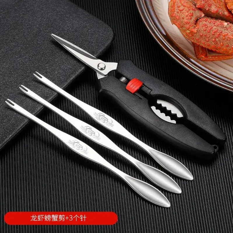 Seafood Tools Multi functional Zinc Alloy Claws Crab Needles Crab Scissors Kitchen Seafood Tools — image 14