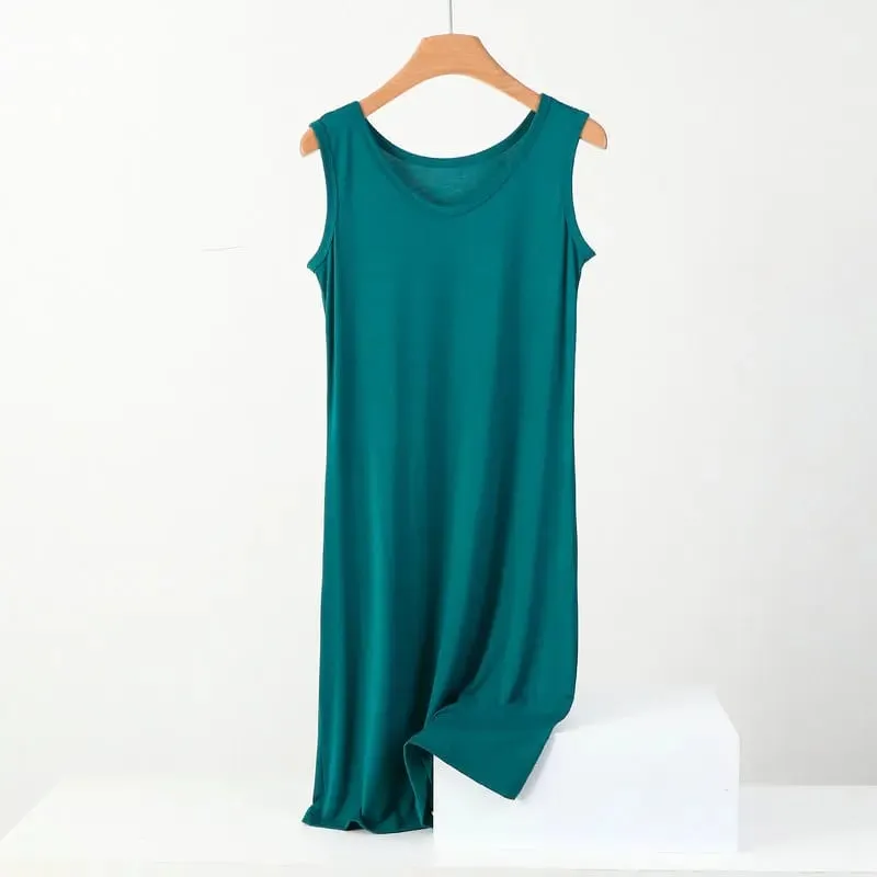 Summer Modal Sleeveless Dress Solid color Tank dress Large size 8XL Mid-Length Bottoming Cami dresses All match — image 8