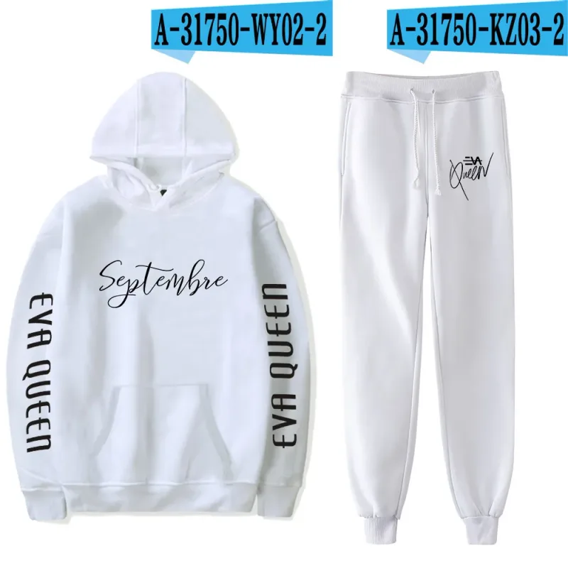 Hip Hop สบาย Eva Queen พิมพ์เสื้อกันหนาว Sweatpants ชุด Hoodies + กางเกงชุดชาย/หญิง 2 ชิ้นชุดเสื้อผ้า — image 39