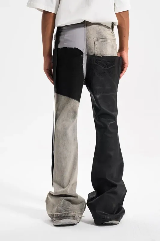 Męskie kontrastowe kolory na co dzień modny prosty podstawowy wąskie spodnie jeansowe Flare cztery pory roku nowe modne męskie spodnie dżinsowe Streetwear