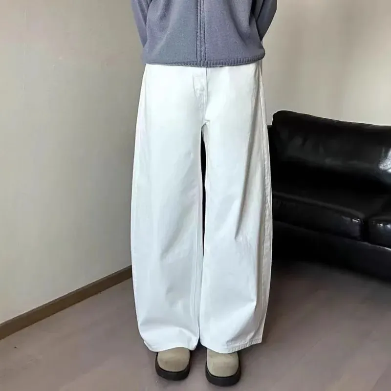 New Summer Men's Jeans Solid Color Simple Wide Leg Trousers Washing Cleanfit Straight Male Denim Pants Streetwear 9W2249 — image 5