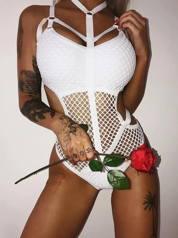 AltGoth Sexy Dark Academia Gothic Bodysuits Nightclub Punk Harajuku Streetwear Hollow Out See Through Jumpsuits Emo Alt Rompers — image 5