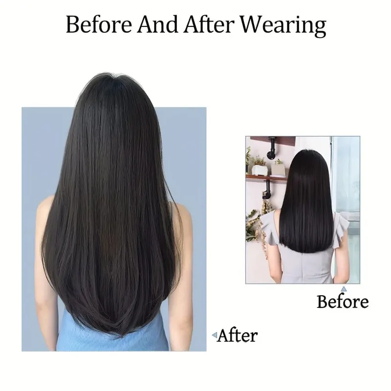 Synthetic Long Straight Hair Extensions with Clip In One Piece Perfect for Women's Hair Accessories Hair Clips Hair Accessories — image 7
