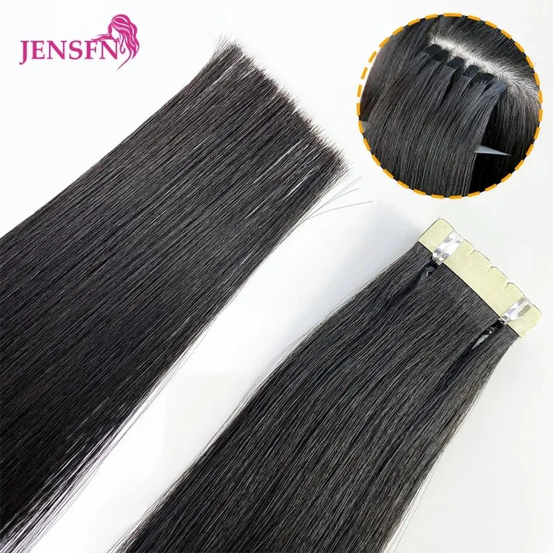 Mini Tape In Hair Extensions 100% Remy Natural Really Human Hair Brown Blonde 613 Straight Seamless Tape Ins For Salon — image 2