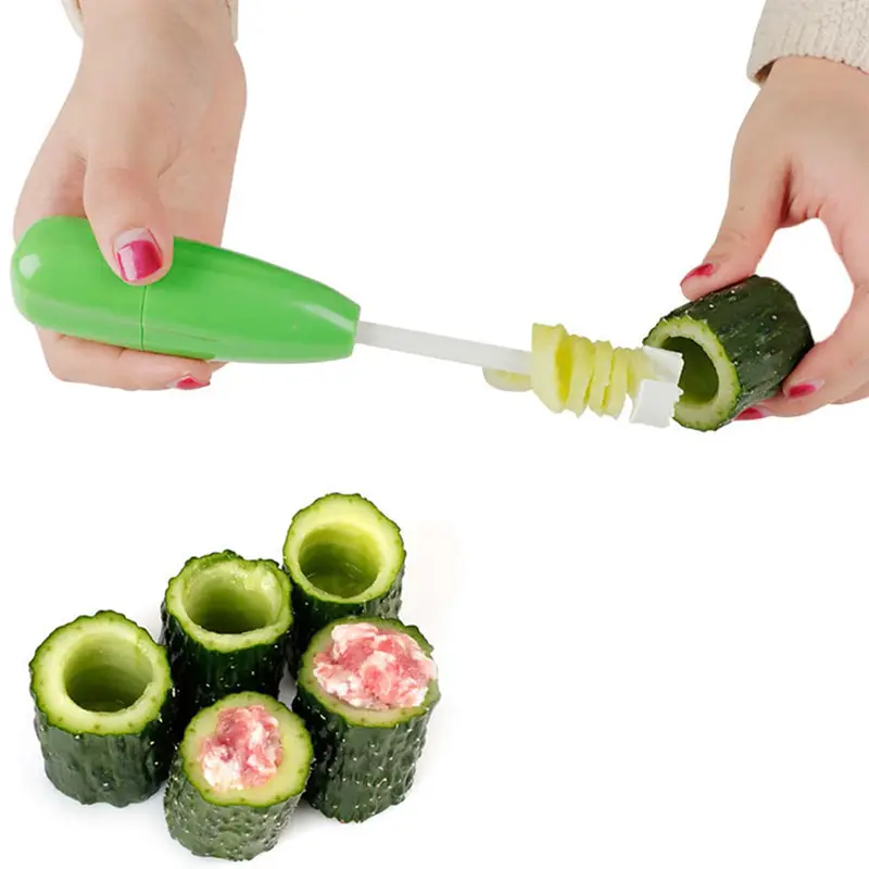 Veggie Corkscrew Carver Set Vege Drill Digging Device Corer Vegetable Spiral Cutter Spiralizer Kitchen Gadget — image 1