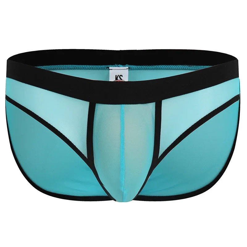 Fashion Solid Color Men Underwear Mesh Breathable Briefs Underpants Low Waist Trunks Male — image 12