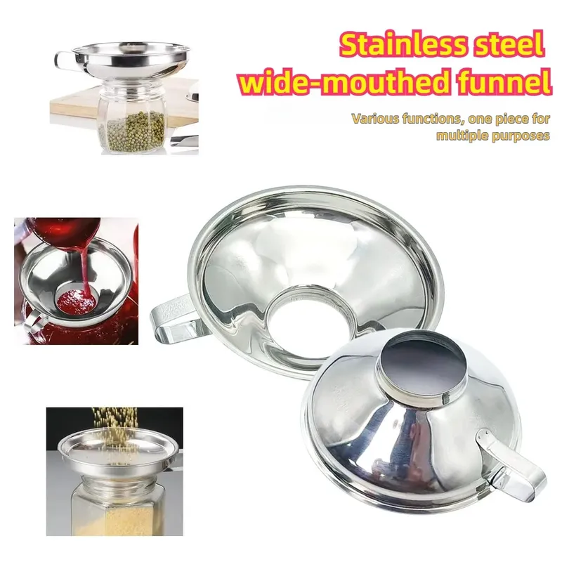 Premium Stainless Steel Kitchen Funnel Large Wide Mouth Design for Canning Jam Oil Liquid Pouring Household Use — image 1