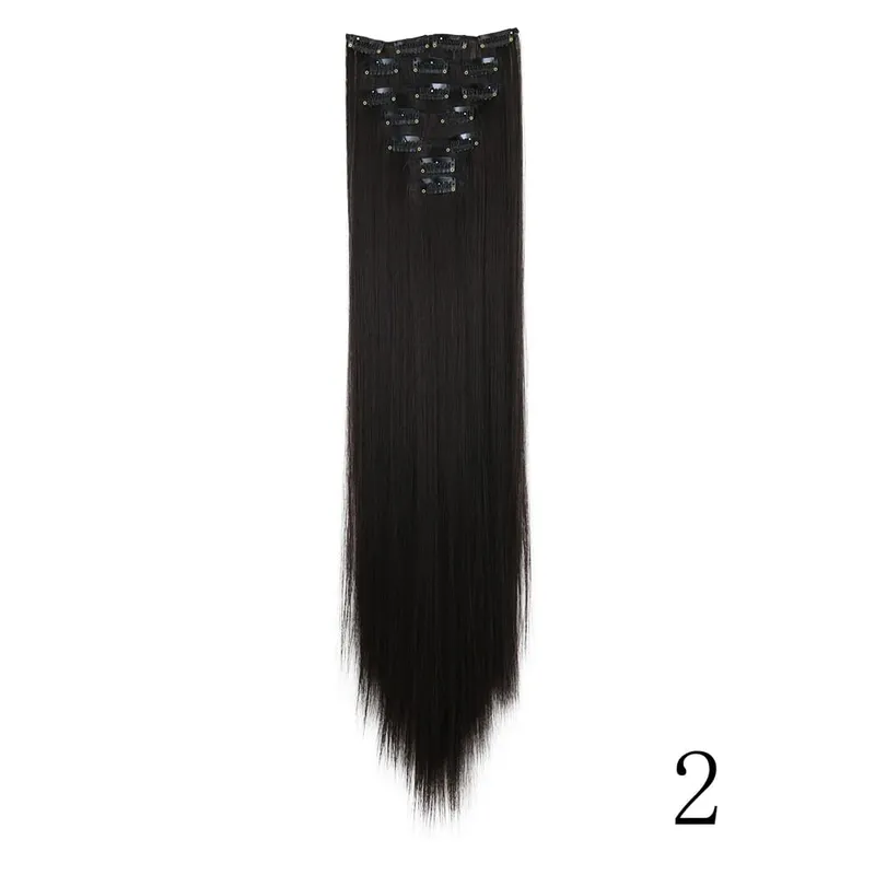 7Clips Long Straight Synthetic Clip On Hair Extensions Cheveux Clip Naturel High Temperature Fiber Black Brown Hairpiece — image 8
