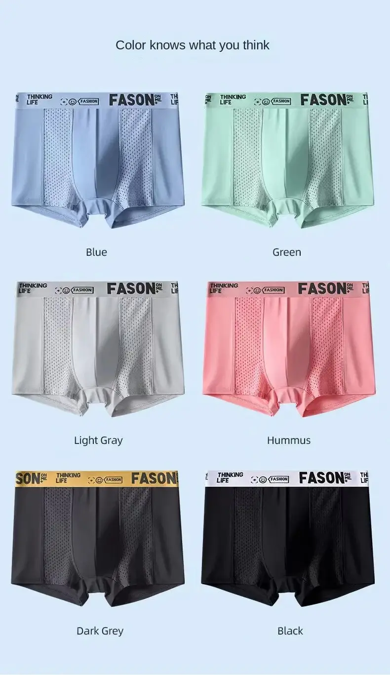 1pcs Mesh Ice Silk Boxer Shorts Men's Underwear FASQM Underpants Breathable Sexy Slim Panties Bamboo Lingerie Plus Size L-6XL — image 34