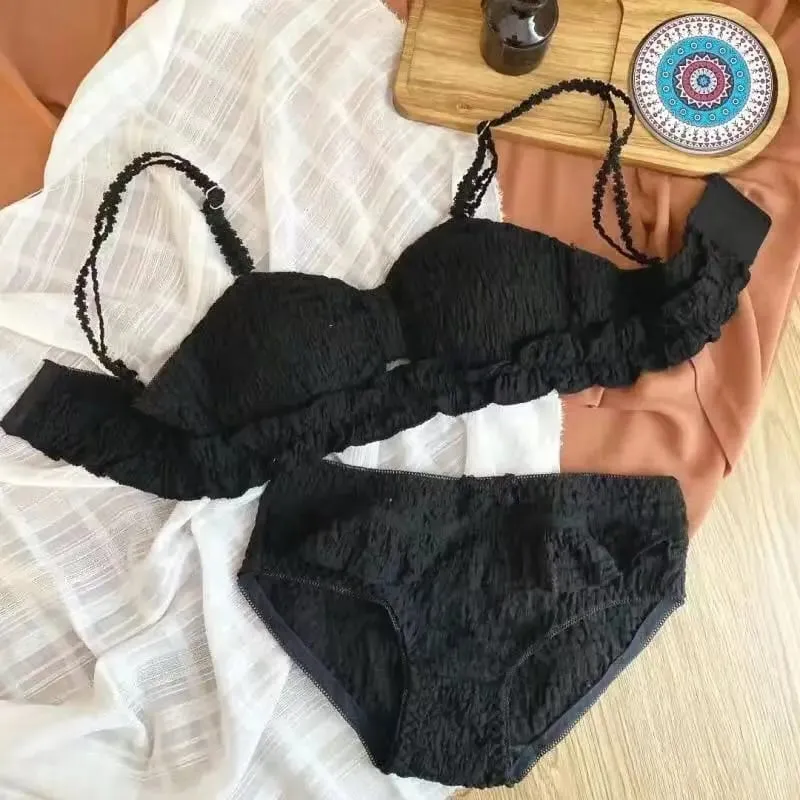 Pure Desire Lingerie Small Breasts Cute Lingerie Push-up Bra Set Students Comfortable No Underwire Anti-sag Not Empty Cup