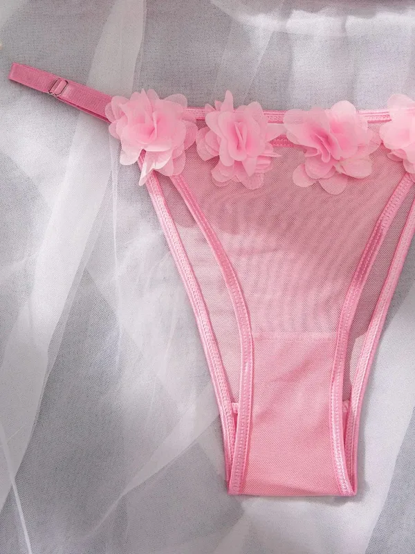 Bow tie straps gathered lingerie panty suit Slim no buckle small breasts show large bra love set underwear female — image 5