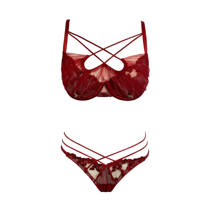 Conjunto de lingerie de renda bordada de verão, conjunto de lingerie de malha transparente, sutiã push up confortável, roupa íntima diária para mulheres, tamanhos 32 a 38